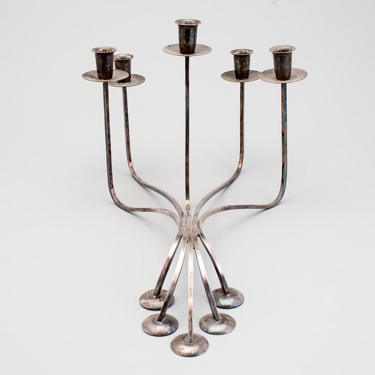 LJUSSTAKE /KANDELABER, försilvrad. 1960/70-tal.