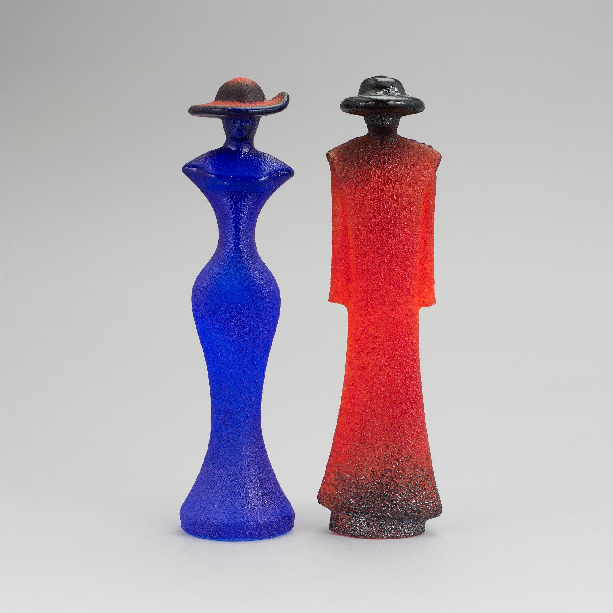 KJELL ENGMAN, figuriner, 2 st, glas. Kost Boda.