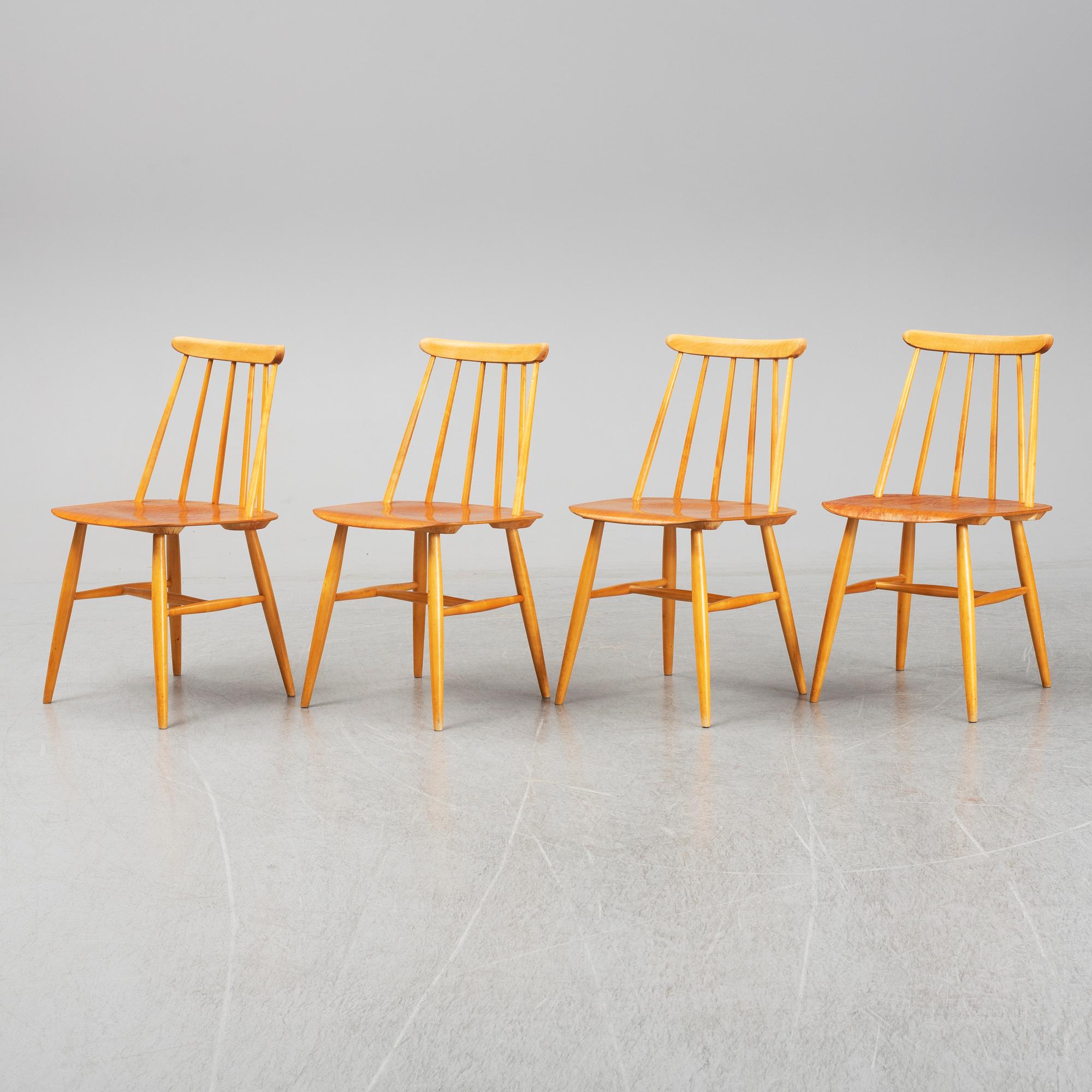 Four 'Fanett' chairs by Ilmari Tapiovaara, Edsbyverken, Sweden.