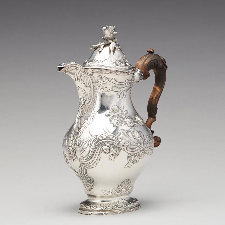 A Swedish Rococo silver coffee-pot, mark of Carl Fahlberg, Uppsala 1773.