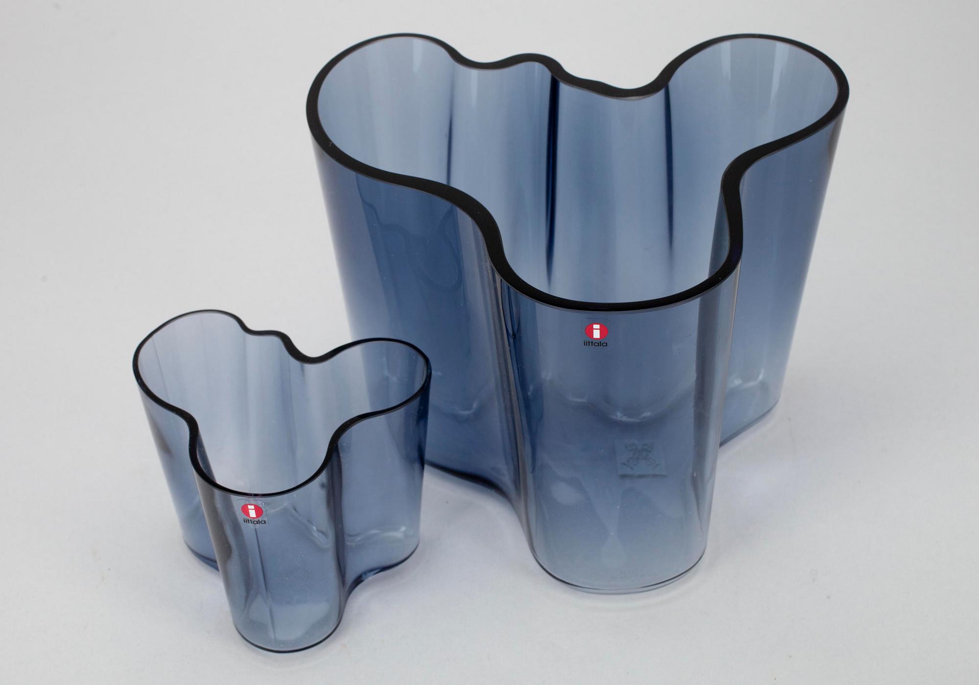 VAS, 2 st. glas, "Savoy", sign. Alvar Aalto, Iittala 1900-talets slut.