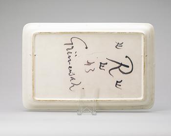 A Rörstrand ceramic tray, decorated by Isaac Grünewald 1943.