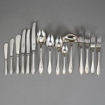 BESTICK, 86 delar, silver, mestadels GAB, Stockholm 1900-talets första hälft. Vikt ca 2850 g (exkl knivar med stålblad).