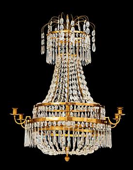 1434. A late Gustavian circa 1800 seven-light chandelier.