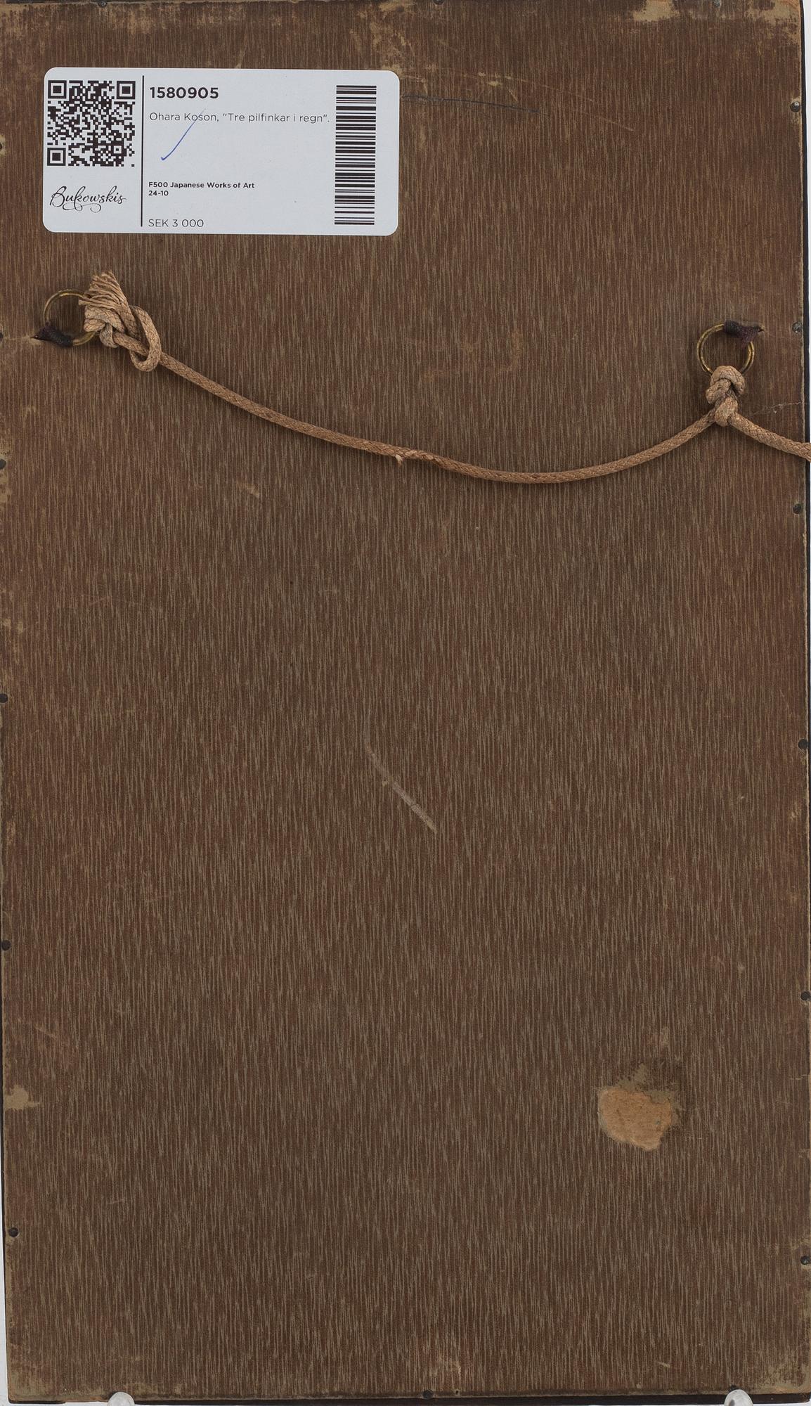 Ohara Koson,  'Three Tree Sparrows in a Rain Shower'.