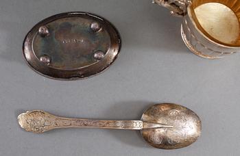 PARTI SILVER, 3 delar, bl a Stockholm, 1700-1800-tal, vikt 189 gram.