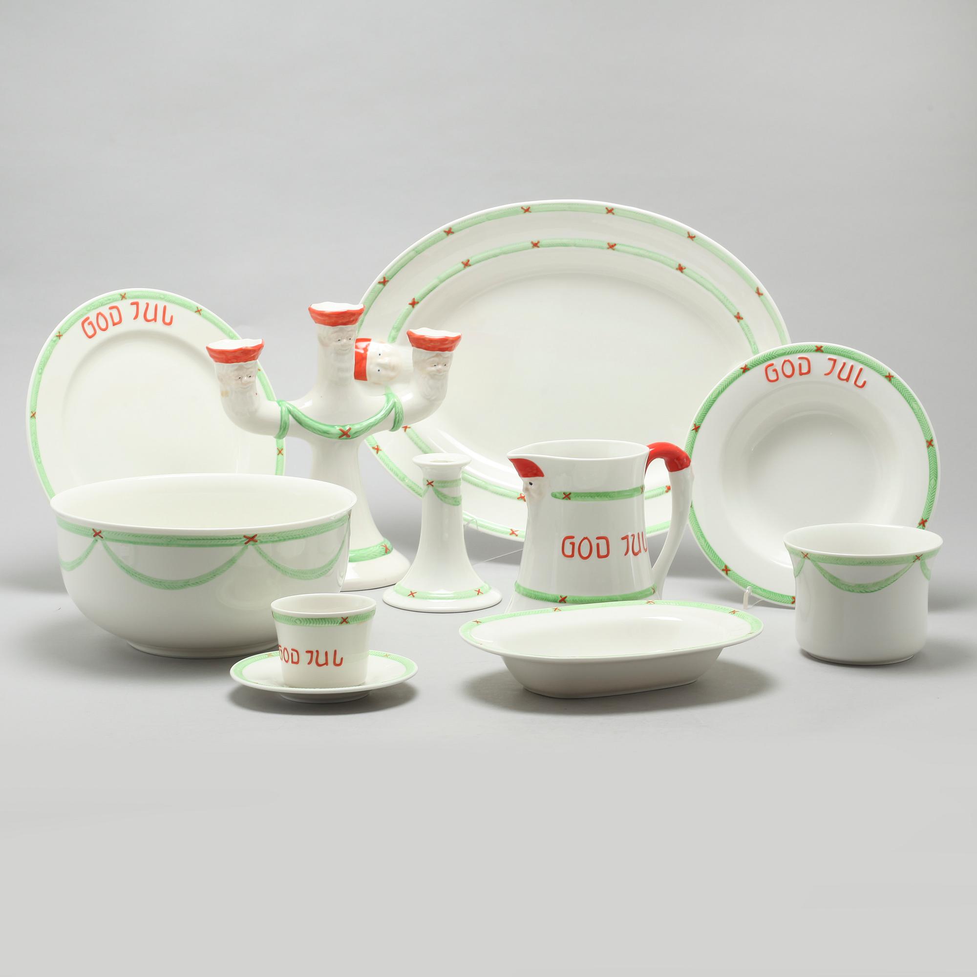 A christmas porcelian tableware set of 37 pcs by Rörstrand from the latter half of the 20th century.
