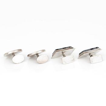 MANSCHETTKNAPPAR, 2 par, silver, bland annat Claes Giertta, Stockholm 1965-1966. Vikt ca 62 gram.
