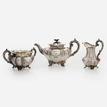 Edward, Edward junior, John & William Barnard, a 3-piece sterling silver tea service, London 1837.