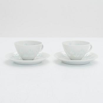 Friedl Holzer-Kjellberg, a mid 20th century 24  piece porcelain moccha coffee set for Arabia, Finland.