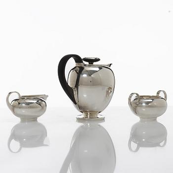 Kaffeservis, tre delar, sterling silver, design Harry Sørby, firma David Andersen, Norge.