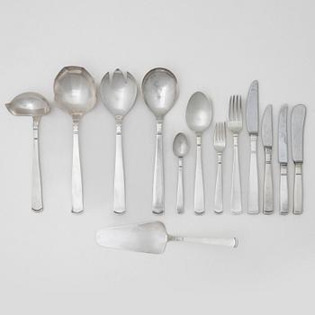 Jacob Ängman, a 79-piece silver flat ware set, "Rosenholm", GAB, Sweden, 1951-1990.