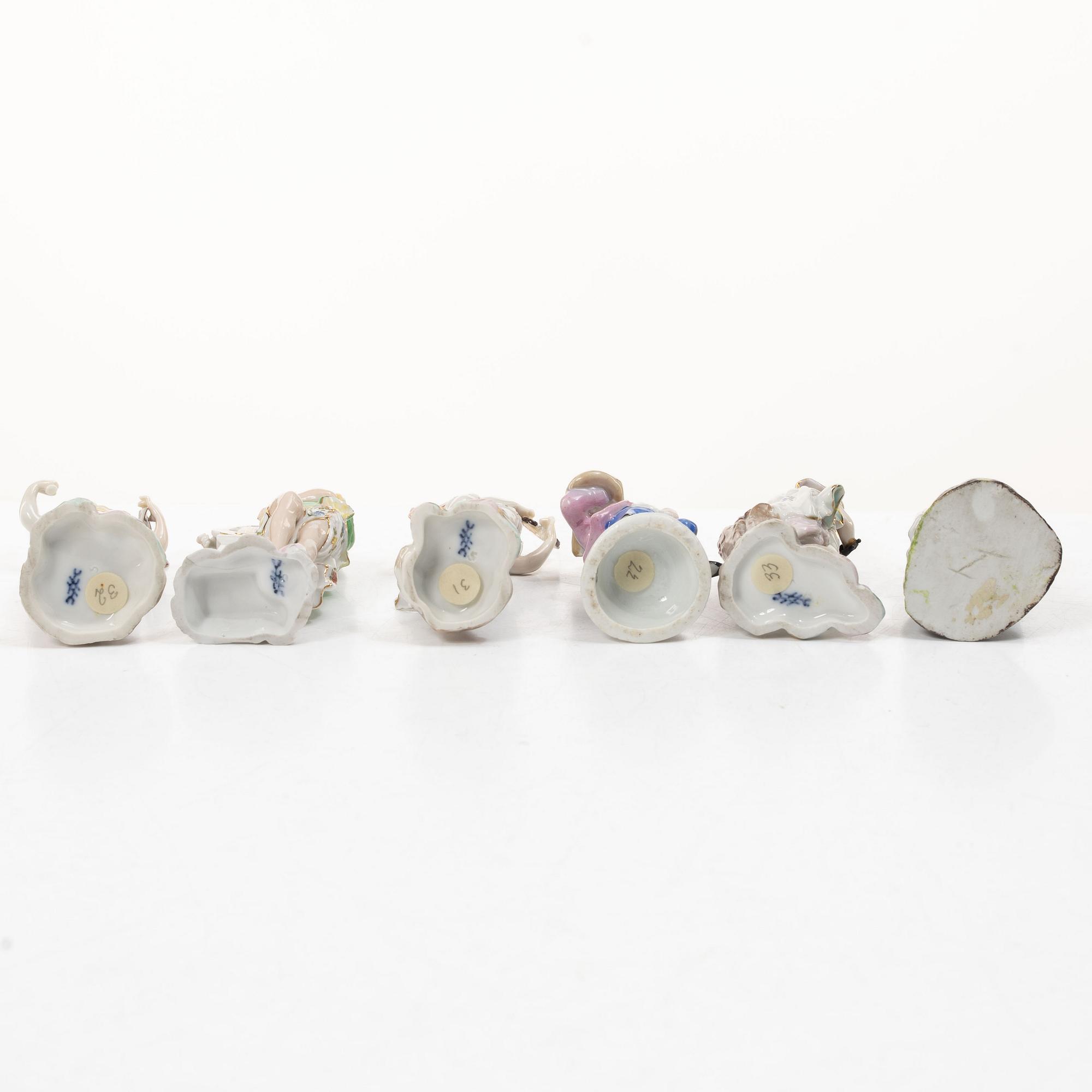 A group of six German porcelain figures, 20th century.