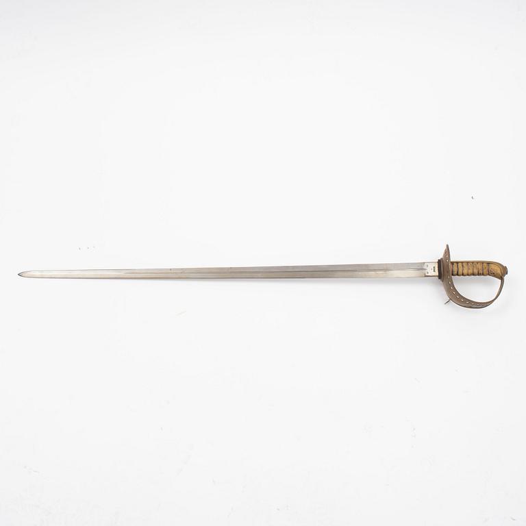 A Swedish cavalry saber with scabbard, 1893 pattern.