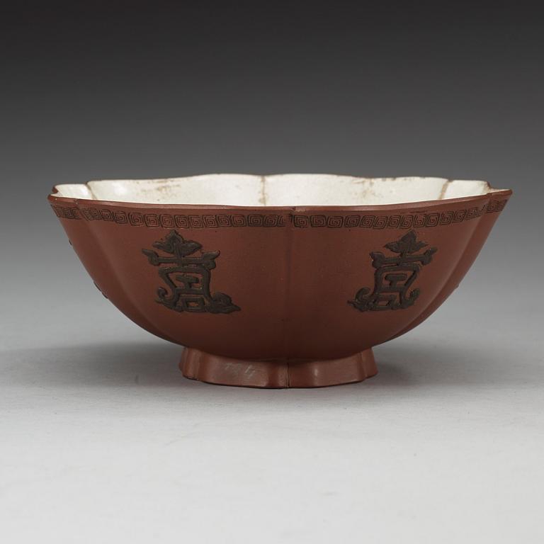 A Yixing, Lotus shaped bowl, Qing dynasty, 19th Century.