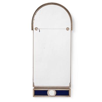 A Swedish Grace white metal framed mirror by Herman Bergman, Stockholm 1920-30's.