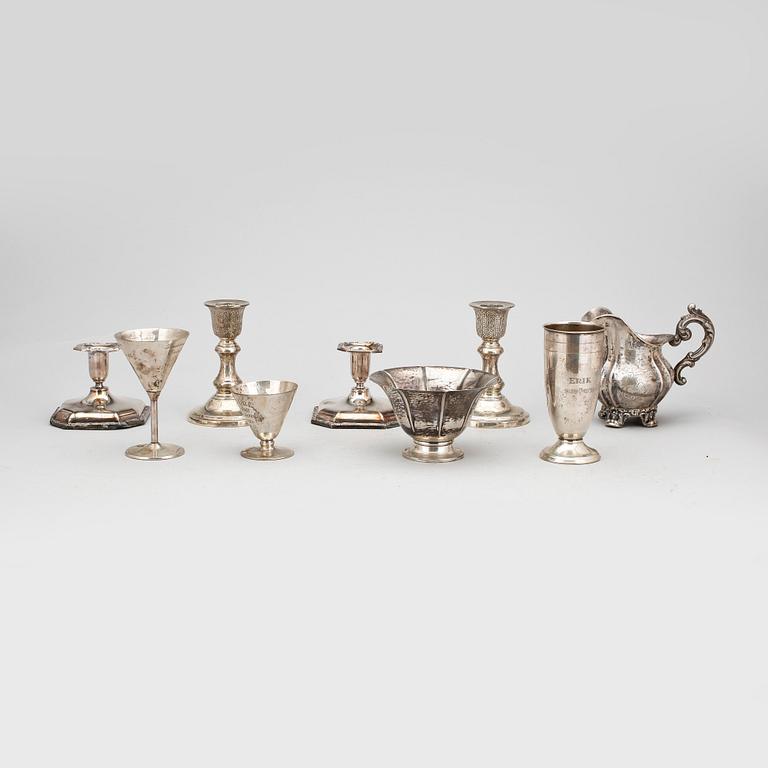 PARTI SILVER, 9 delar, bland annat CG Hallberg 1910. Vikt ca 377g.