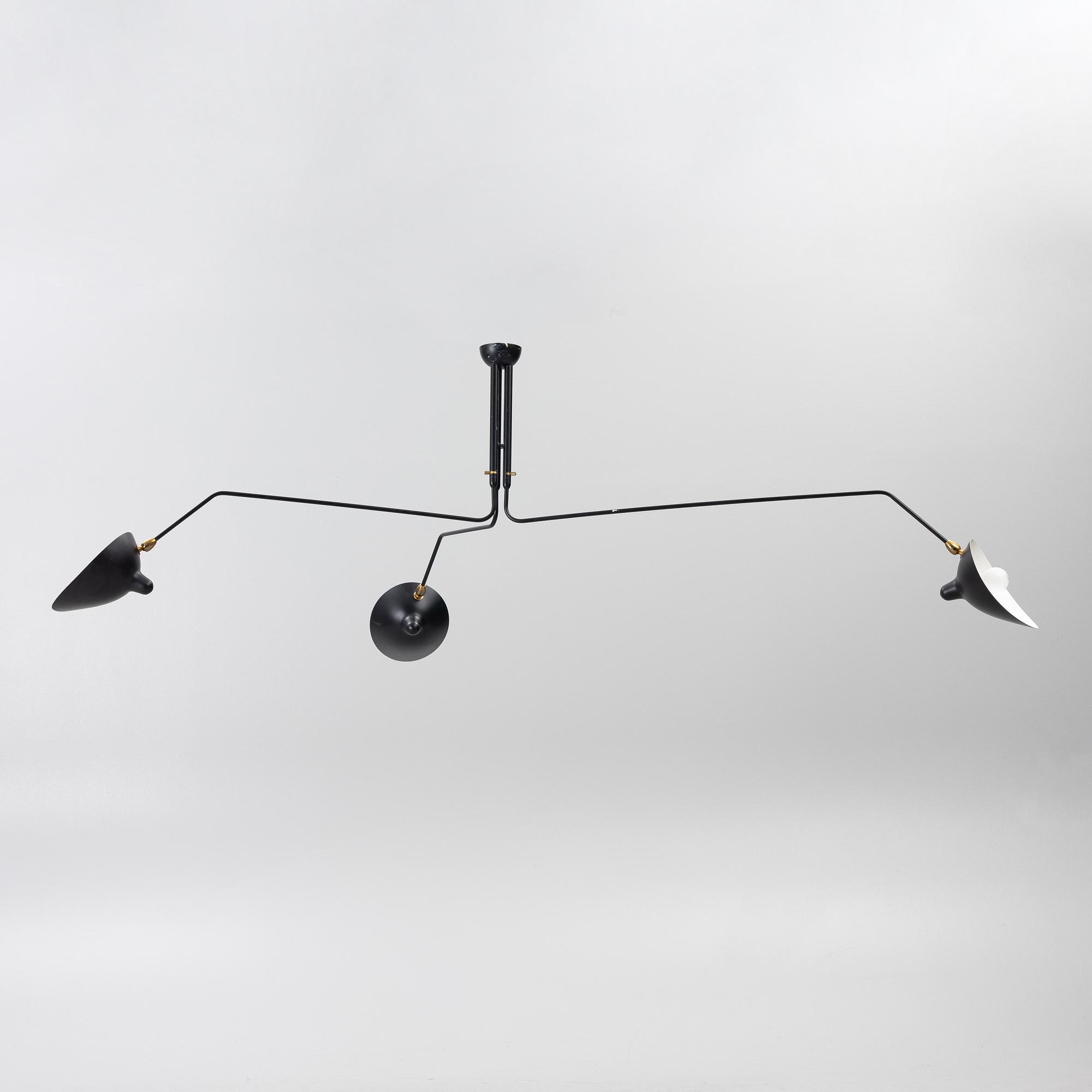Serge Mouille, taklampa, "Lampadaire", Frankrike, 2014.