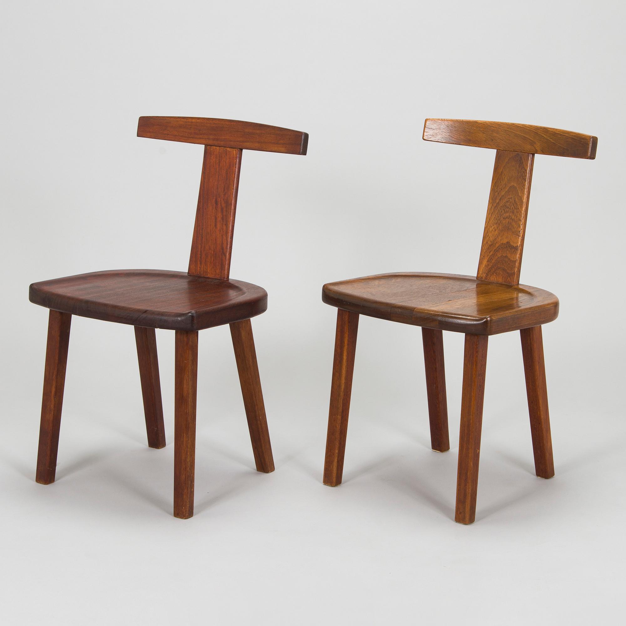 Olavi Hänninen, tuoleja, 6 st, "T-tuoli" (Juha), Huonekalu Mikko Nupponen Oy, 1950-luku.