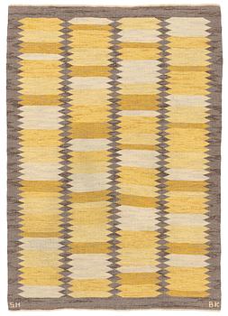 Berit Koenig, a rug, 'Viggen', flat weave, c 203 x 142 cm, signed SH BK.