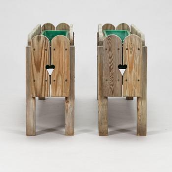 Blombänk, ett par, furu.