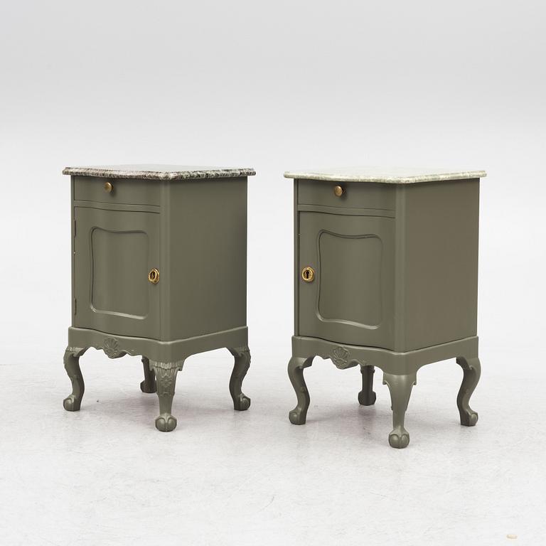 A pair of similar bedside tables, first half of the 20th century.