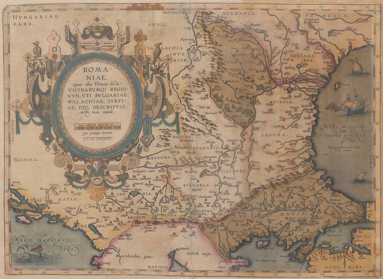 ABRAHAM ORTELIUS, kartta, 1584, väritetty.