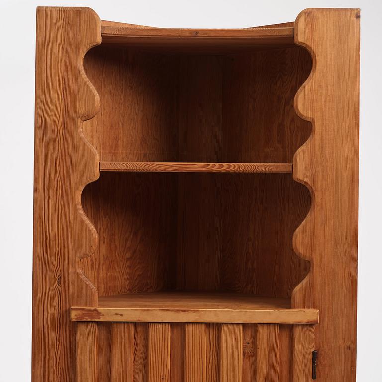 Axel Einar Hjorth, a stained pine corner cabinet, "Utö", Nordiska Kompaniet, Sweden 1930s.