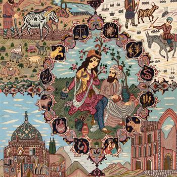 Matta Täbris semiantik figural ca 280x180 cm.