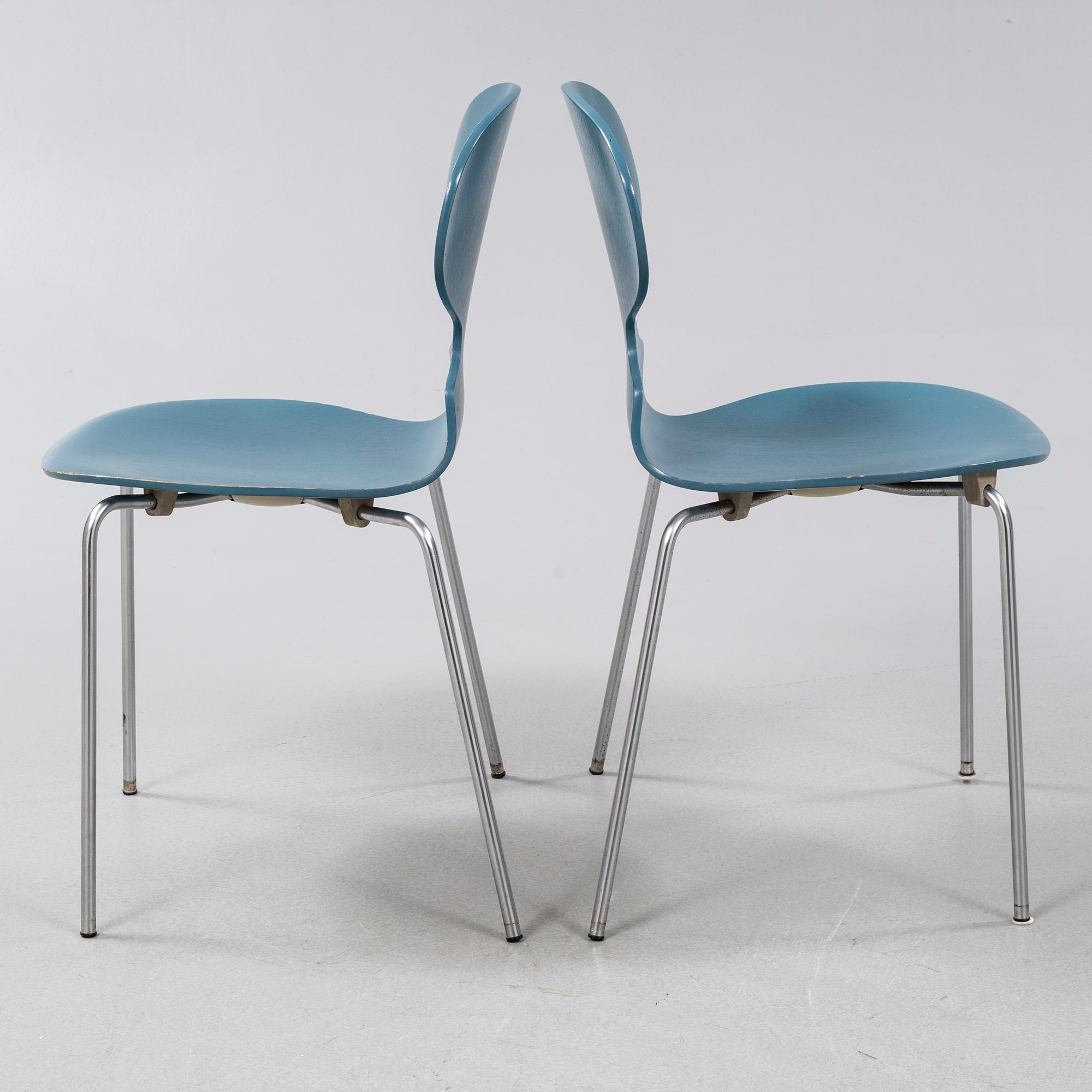 Four "Ant" chairs, designed by Arne Jacobsen, by Fritz Hansen 1970.