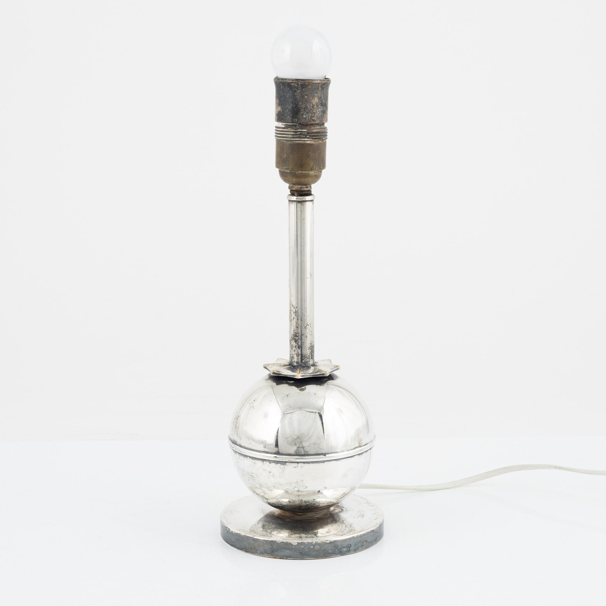 A silver plated table light, 1930's.