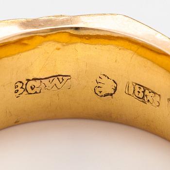 Ring, 18K guld, citrin, granater, Bertil Gottfried Wikström, Nystad, 1876.