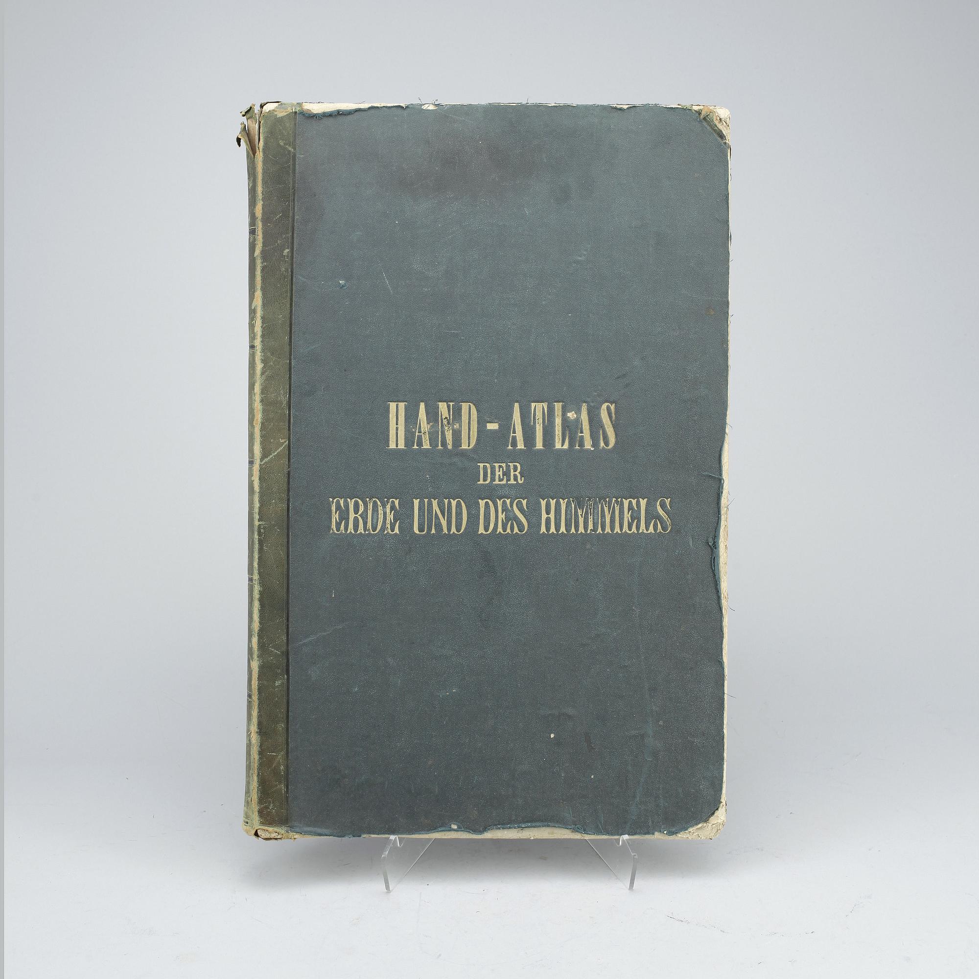 KARTBOK, "Hand Atlas; der Erde und des himmels", Zweiundvierzigste Auflage, Weimar, troligen 1880-tal.