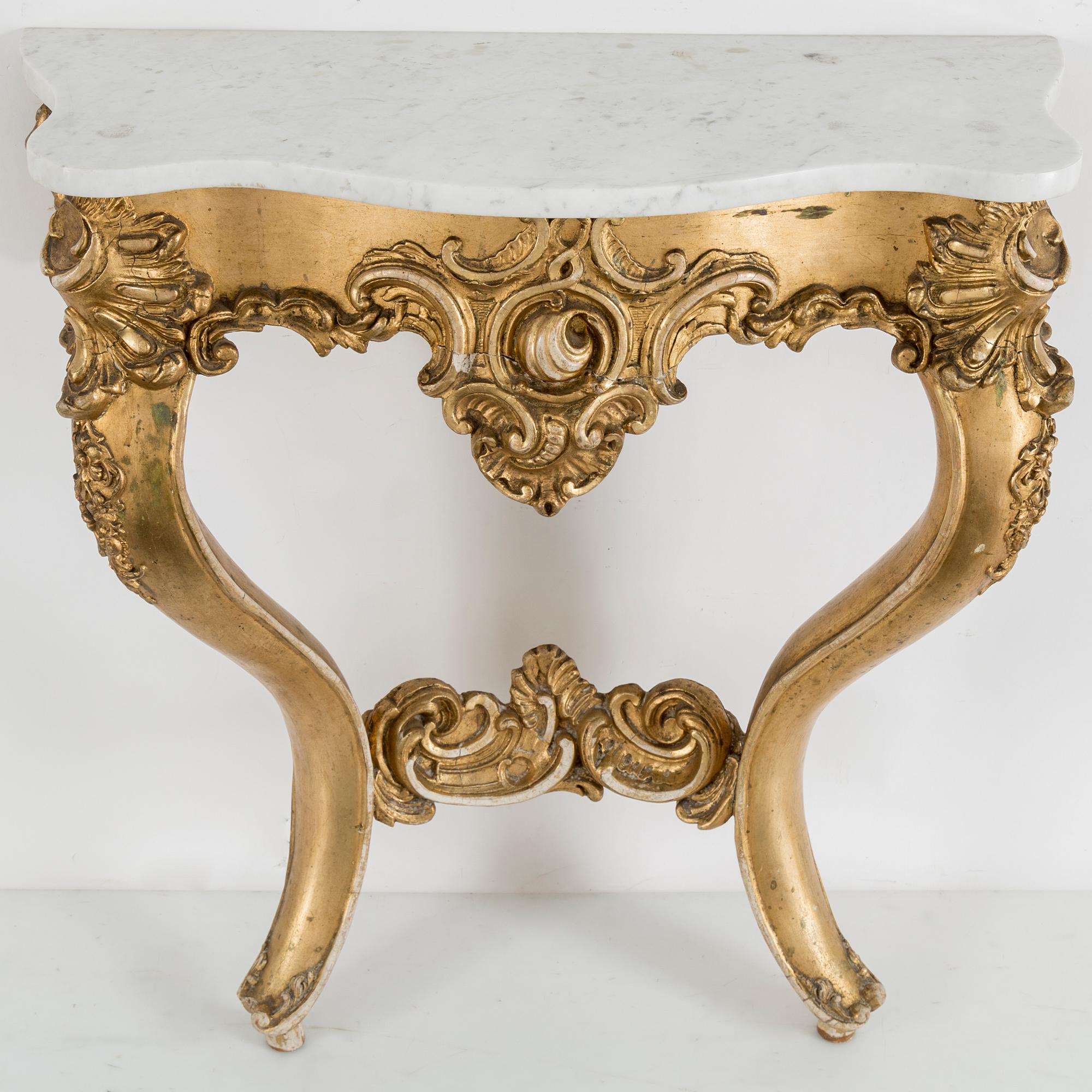 A mirror and console table, second half 20th century.