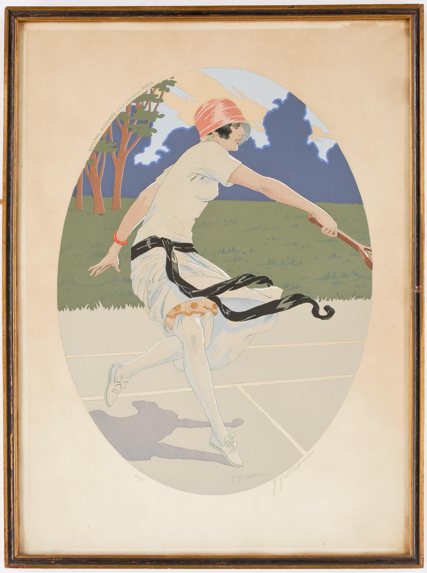 GEORGES GRELLET, pochoir, signerad, bär numrering 114.