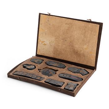 Album with 9 pcs Chinese inkstones, 20th century.