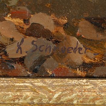 OIDENTIFIERAD KONSTNÄR, olja på papper, signerad L Schroeder, omkring sekelskiftet 1900.