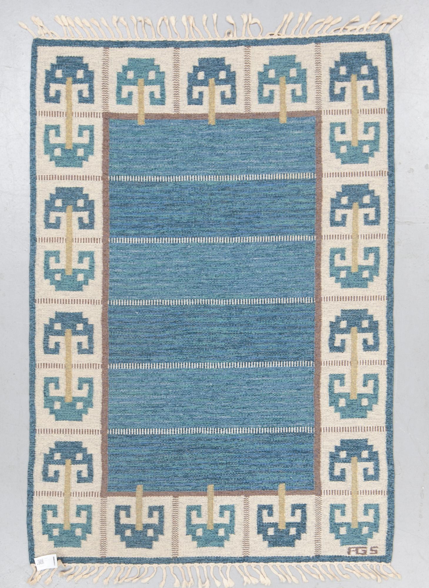 Anna-Greta Sjöqvist, a carpet, flat weave, signed AGS, ca 198 x 138 cm.