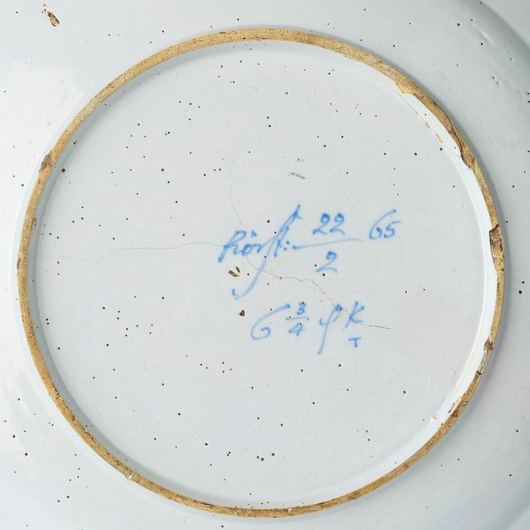 A Swedish faience Rörstrand serving dish, dated 22/2 (17)65.