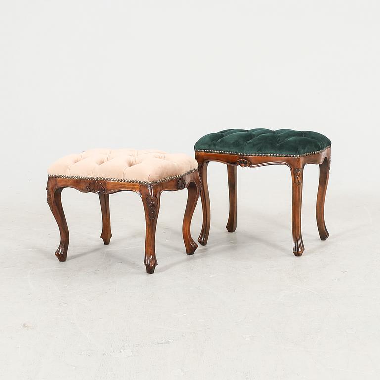 A set of two Louis XV style stools 20th century.