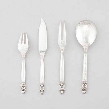 Johan Rohde, bestick, 18 delar Konge/Acorn, Georg Jensen, Köpenhamn efter 1945, sterling.