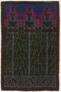 Maria Schwartsberg, ryijy,malli Suomen Käsityön Ystävät. Suunniteltu 1910. Noin 180 x 119 cm.