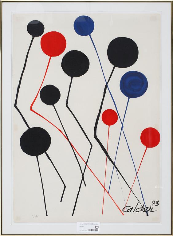 ALEXANDER CALDER (efter), färglitografi. Sign och dat -73 i trycket. Numr 65/90.