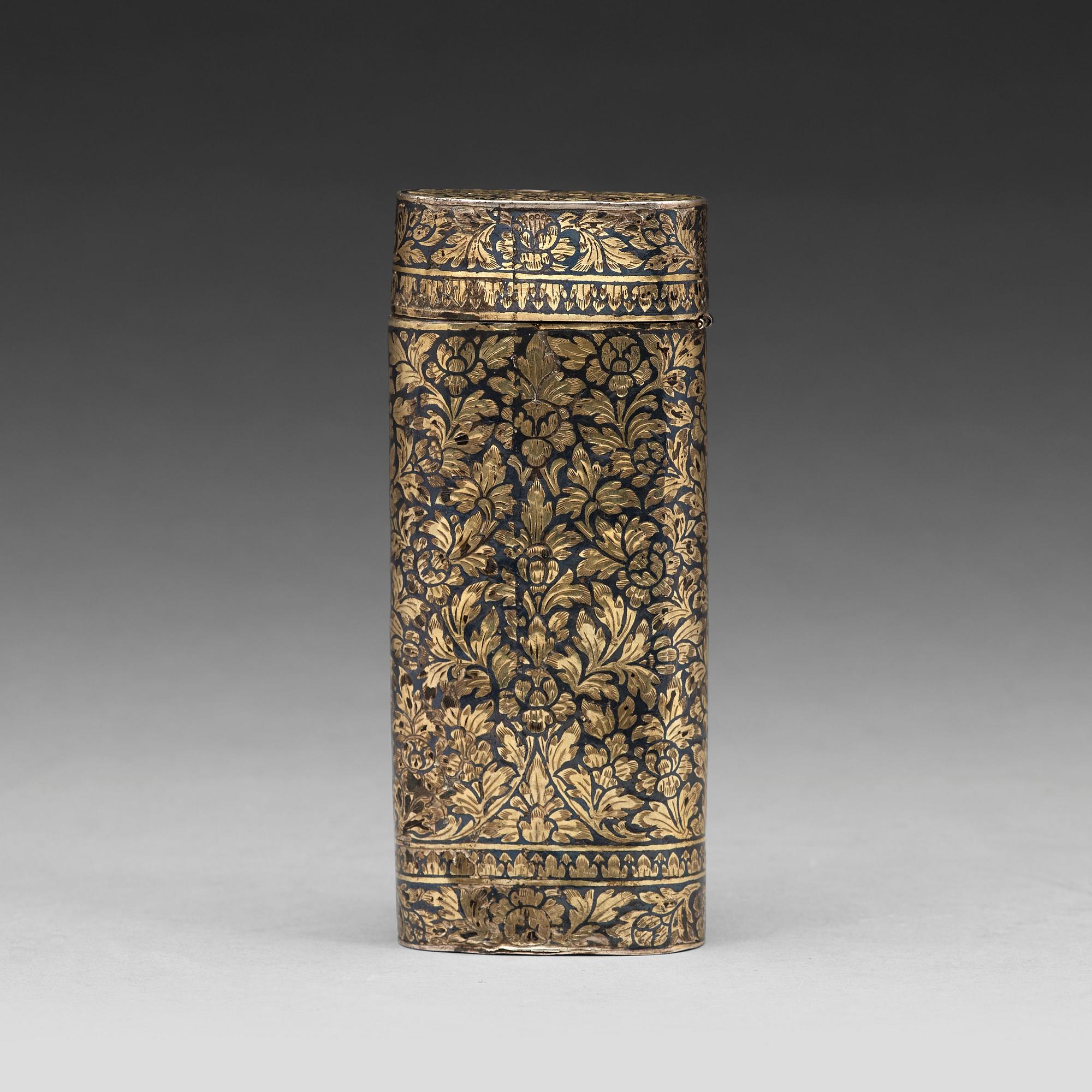ASK med LOCK, förgylld silver niello. Thailand, 1800-tal.
