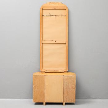 A mid 20th Century two piece birch hall furniture.