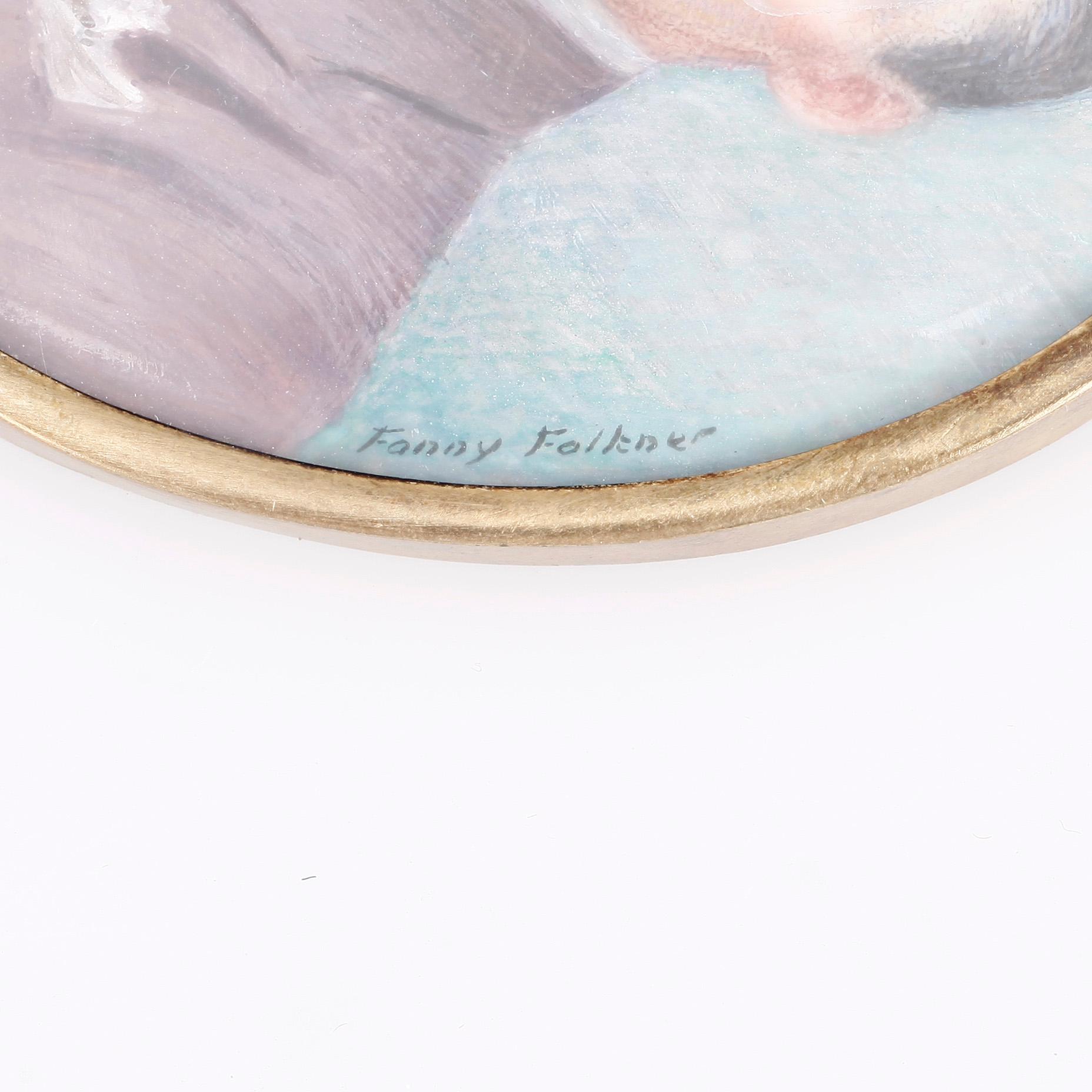 FANNY FALKNER, miniatyrmålningar, 3 st, signerade. Förgyllda silverramar, Stockholm 1927.