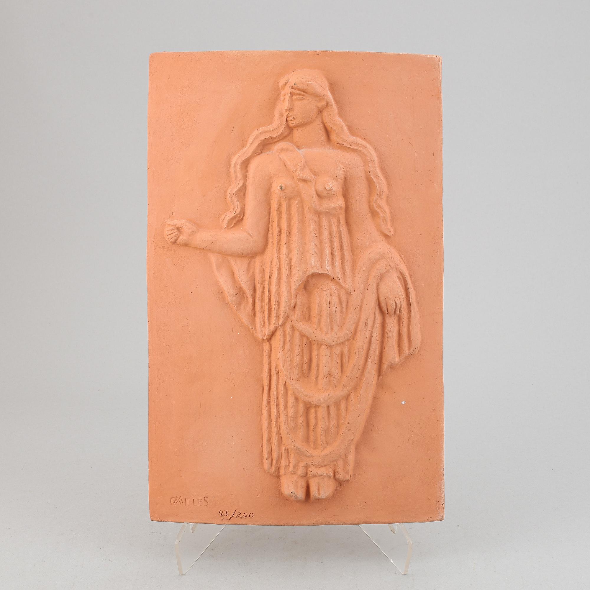 Carl Milles, relief, terracotta, stämpelsignerad och numrerad 43/200.