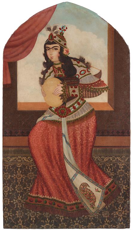 Persian school, "The Lady with the Tunbak" late Qajar dynasty - first half of the 20th century.