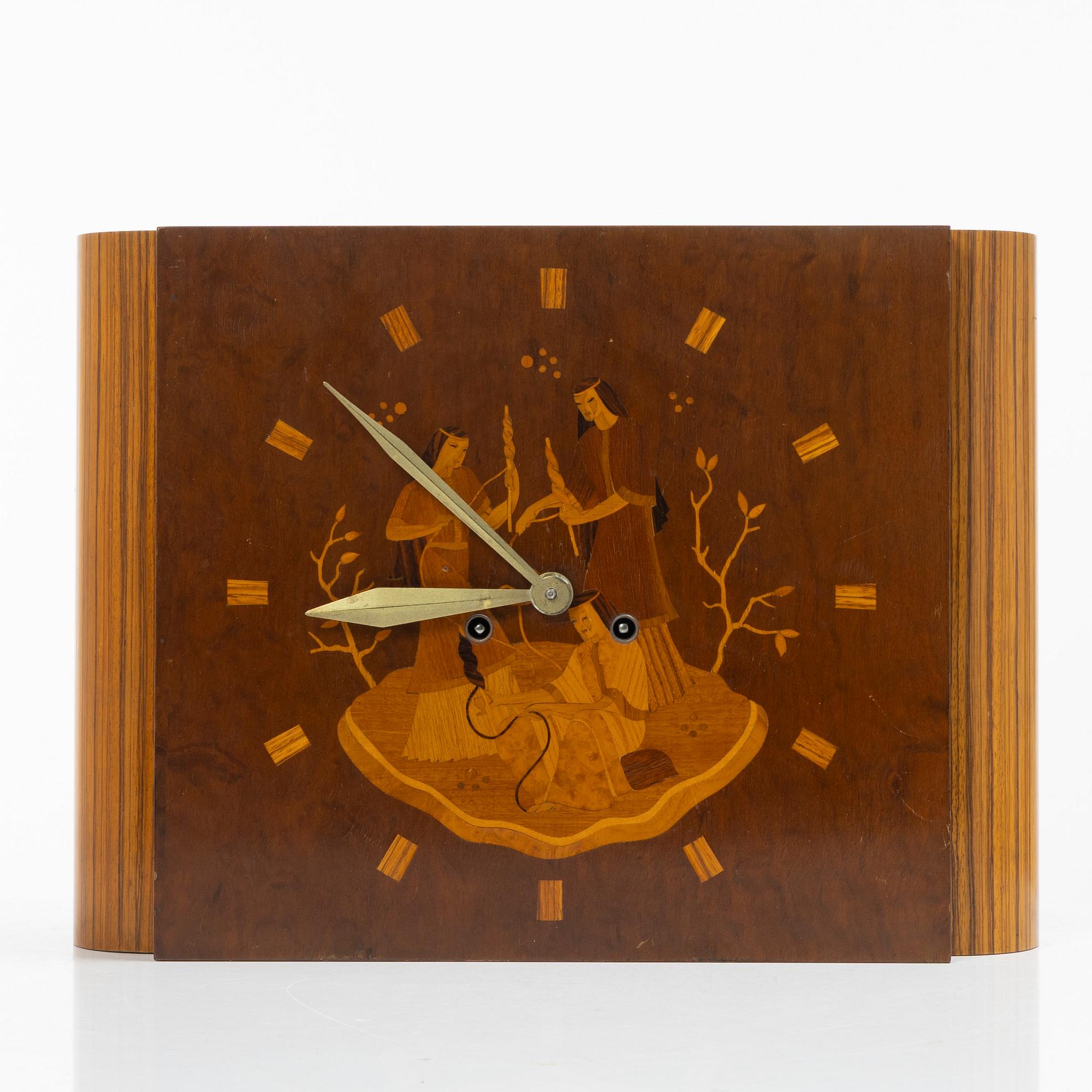 Väggpendyl, Mjölby Intarsia, Otto Persson Urmakare, Mjölby, 1936.