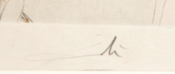 Salvador Dalí, hand-colored drypoint etching with gold dust, signed and numbered 90/95.